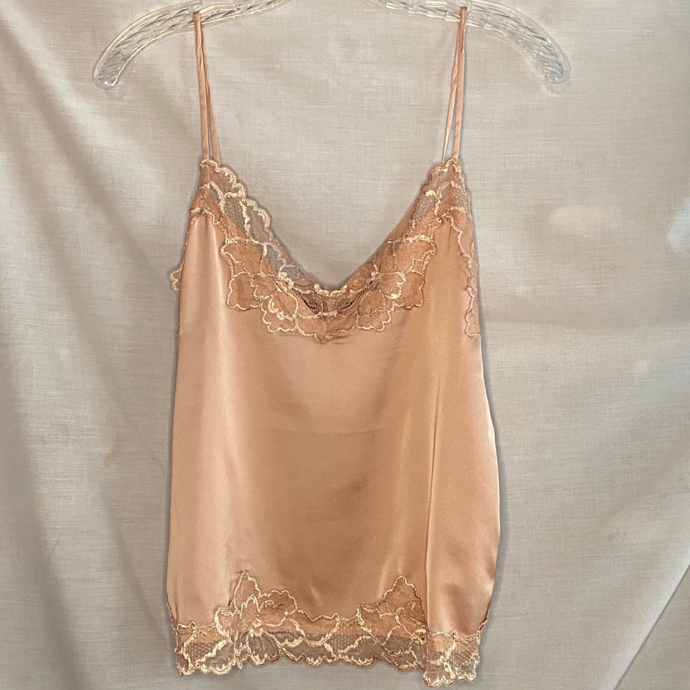 Forever 21 Peach Silk Lace Trim Camisole